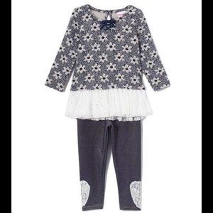 Nannette Navy Floral Peplum Top & Legging Set